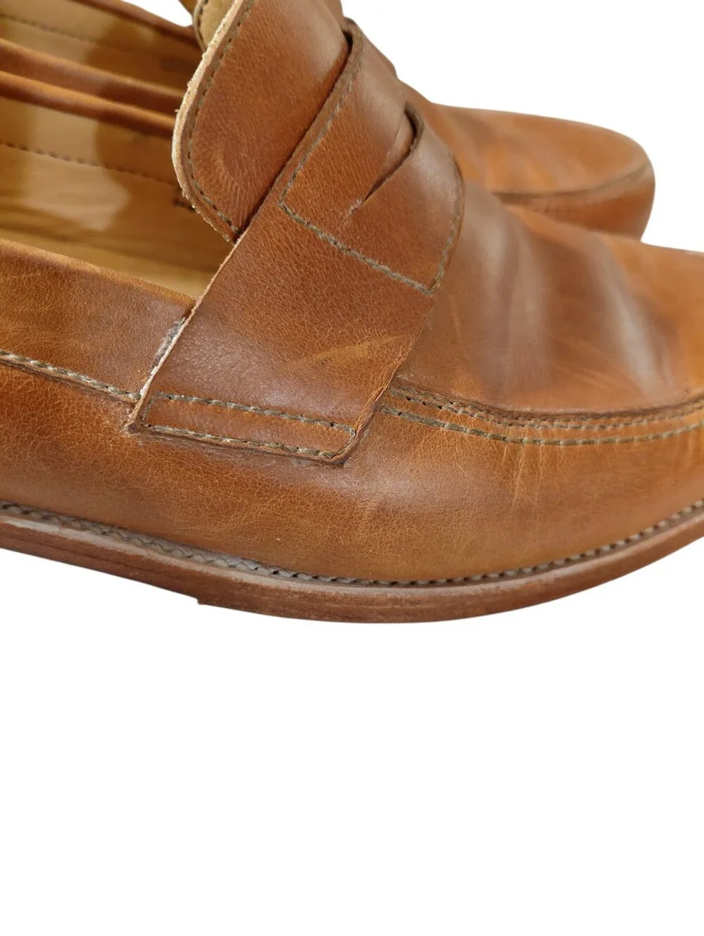 Adelante The Luca Chestnut Leather Penny Loafers Size 9.5 Classic Slip-On Shoes